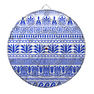 Cible De Fléchettes Fret grec, Motif méditerranéen, Bleu