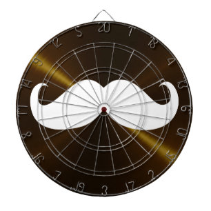 Cible De Fléchettes Funny Mustache blanche sur Arrière - plan métalliq