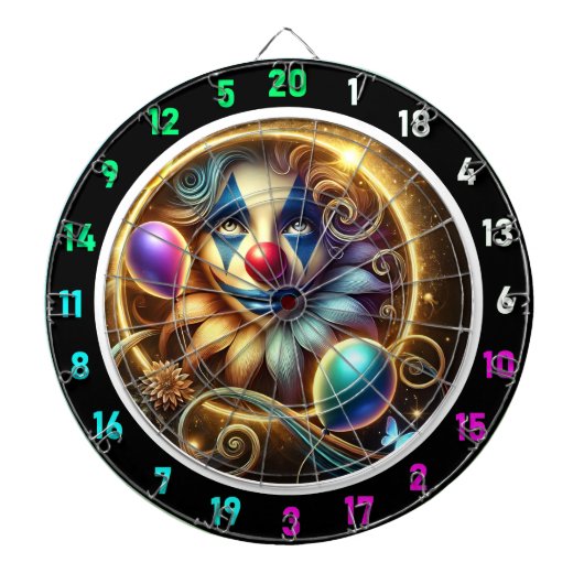 Cible De Fléchettes Funny Rainbow Clown Dartboard avec ballons (Devant)