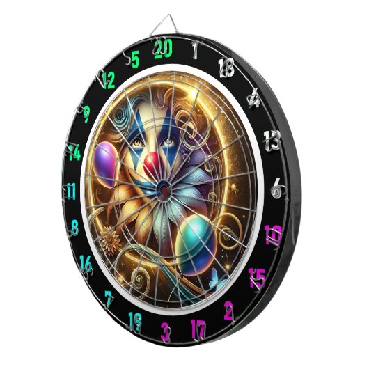 Cible De Fléchettes Funny Rainbow Clown Dartboard avec ballons (Devant droit)