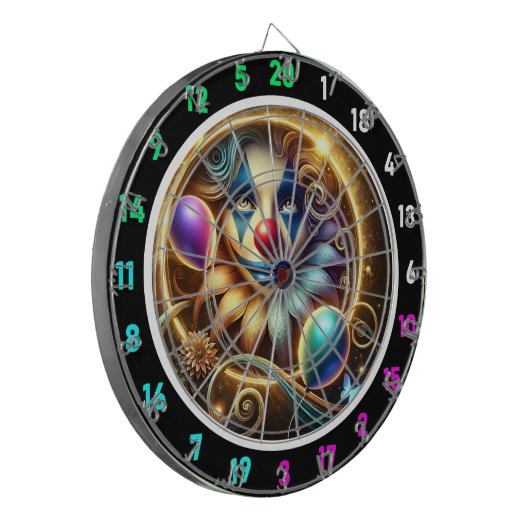 Cible De Fléchettes Funny Rainbow Clown Dartboard avec ballons (Devant gauche)