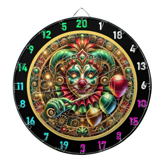 Cible De Fléchettes Funny Rainbow Clown Dartboard avec ballons (Devant)
