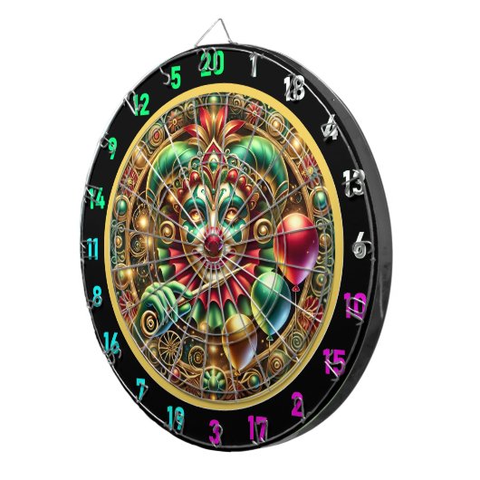 Cible De Fléchettes Funny Rainbow Clown Dartboard avec ballons (Devant droit)