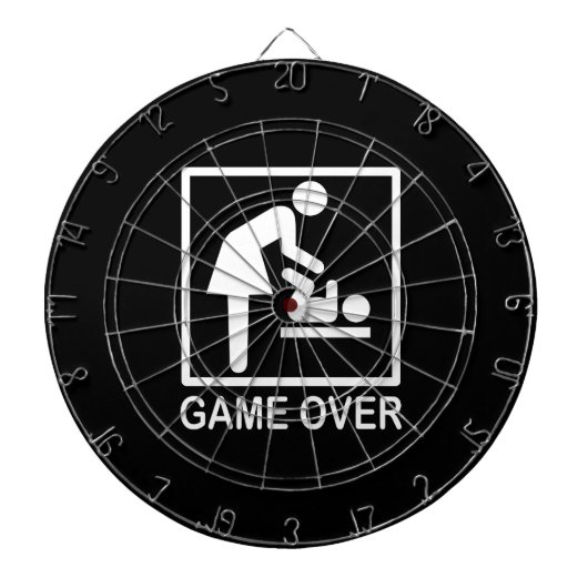 Cible De Fléchettes Game Over Mom Funny Black and White Pictogram (Devant)