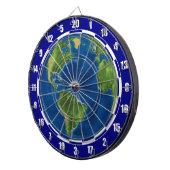 Cible De Fléchettes Globe terrestre et navire sur fond bleu (Devant droit)