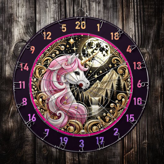 Cible De Fléchettes Golden Moon Highlights Majestic rose licorne