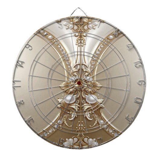 Cible De Fléchettes Golden Ornate Frame with Pearls Dartboard (Devant)