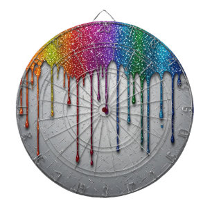 Cible De Fléchettes Gouttes de peinture arc-en-ciel vibrant