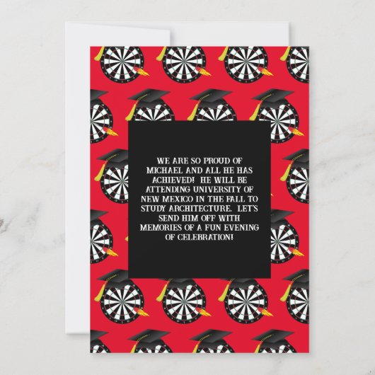 Cible de flechettes Graduation Party Invitation (Dos)