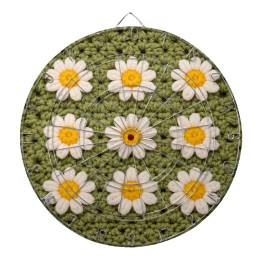 Cible De Fléchettes Green Daisy Granny Square Crochet Pattern Floral (Devant)
