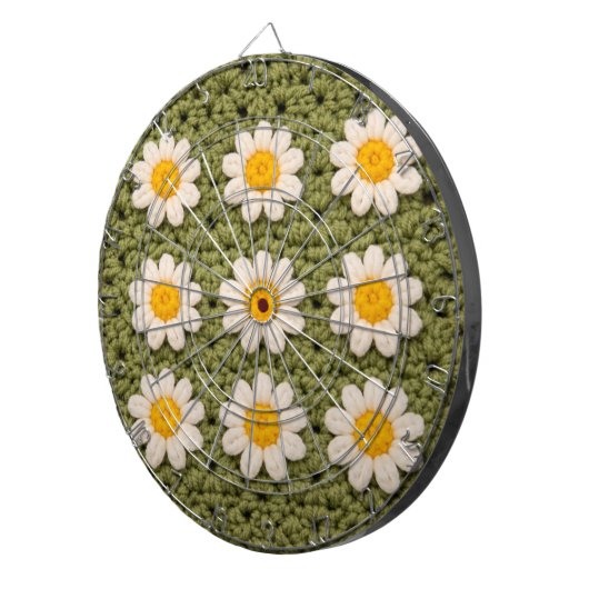 Cible De Fléchettes Green Daisy Granny Square Crochet Pattern Floral (Devant droit)