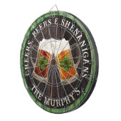 Cible De Fléchettes Green Rustic Bois Cheers Bières et Shenanigans (Devant droit)