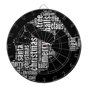 Cible De Fléchettes Gros Noir Blanc Joyeux Noël Père Noël Typograph