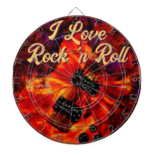 Cible De Fléchettes Guitare électrique sur feu Rouge Black Love Rock n
