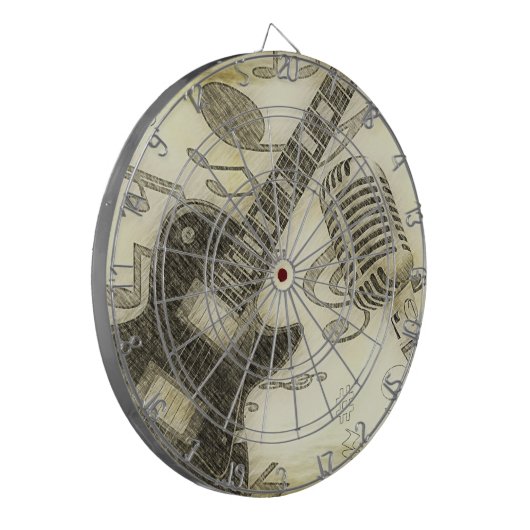 Cible de flechettes guitare et microphone (Devant gauche)