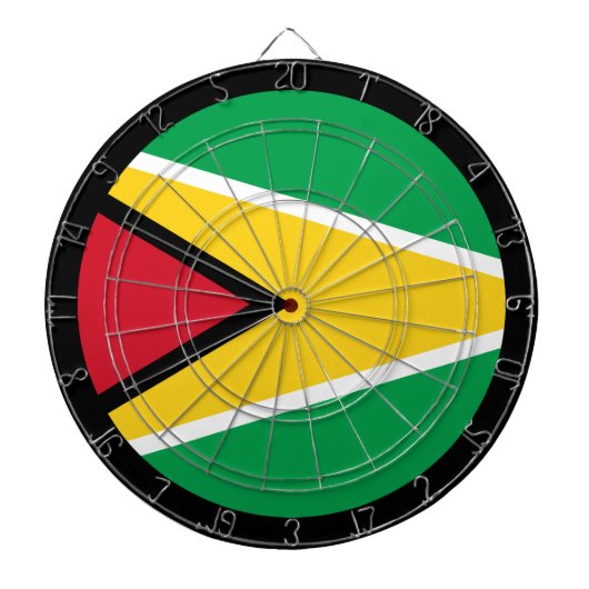 Cible De Fléchettes Guyana Drapeau Tableau noir & Guyana / Jeu (Devant)