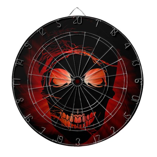 Cible De Fléchettes Halloween Crâne avec feu magique (Devant)