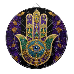 Cible De Fléchettes Hamsa Troisième Œil Orné Or
