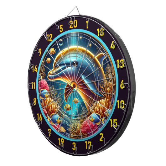 Cible De Fléchettes Harmonie de récif Dauphin Darboard Fun (Devant droit)