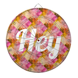 Cible De Fléchettes Hey motif géométrique aquarelle rose