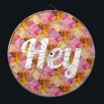 Cible De Fléchettes Hey Pink Watercolor Motif géométrique<br><div class="desc">Pink and Orange Watercolor Carte de Motif géométrique avec le mot "Hey".</div>