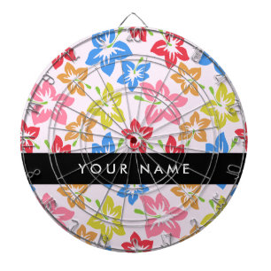 Cible De Fléchettes Hibiscus Coloré, Motif De Fleurs, Votre Nom