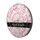 Cible De Fléchettes Hibiscus Rose, Fleurs Roses, Votre Nom (Devant droit)