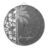 Cible De Fléchettes Hibiscus Tropical Gris Dim ; Palm Tree (Devant)