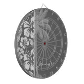 Cible De Fléchettes Hibiscus Tropical Gris Dim ; Palm Tree (Devant gauche)