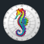 Cible De Fléchettes Hippocampe polygonal arc-en-ciel<br><div class="desc">Artistiquement dessiné,  lumineux,  arc-en-ciel,  cheval de mer polygonale sur arrière - plan blanc. Un tatouage brillant.</div>