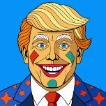 Cible De Fléchettes Homme au dessin<br><div class="desc">Un caricaturiste aux cheveux blonds avec un visage clown souriant en costume.</div>