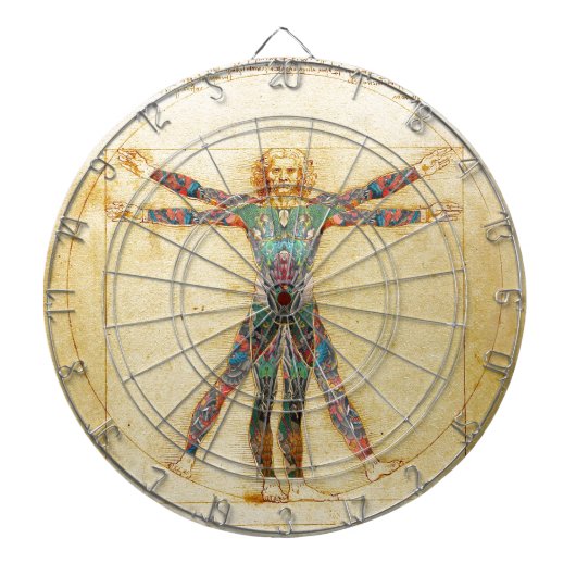 Cible De Fléchettes Homme de Vitruvian de da Vinci avec des tatouages (Devant)