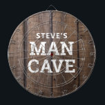 Cible De Fléchettes Homme personnalisé Grotte Rustique Bois Pays<br><div class="desc">Haut de la salle de jeu de votre homme avec cette Cible de flechettes de rustique rustique Man Cave Rustic Wood Country. Il est conçu avec son nom suivi par "man cave" en gros caractères blancs gras. L'arrière - plan est un faux look de bois brun. CLIQUEZ SUR L'OPTION PERSONNALISER...</div>