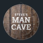 Cible De Fléchettes Homme personnalisé Grotte Rustique Bois Pays<br><div class="desc">Haut de la salle de jeu de votre homme avec cette Cible de flechettes de rustique rustique Man Cave Rustic Wood Country. Il est conçu avec son nom suivi par "man cave" en gros caractères blancs gras. L'arrière - plan est un faux look de bois brun. CLIQUEZ SUR L'OPTION PERSONNALISER...</div>