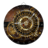 Cible De Fléchettes Horloge Steampunk avec des engrenages anciens (Devant)
