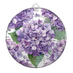 Cible De Fléchettes Hortensia Violet Fleur Aquarelle Lavande Fleurit