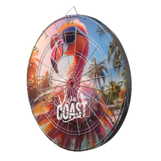 Cible De Fléchettes Hula Flamingo portant des lunettes de soleil (Devant droit)