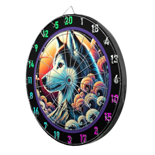 Cible De Fléchettes Husky Twilight Mountain Wall Design (Devant droit)