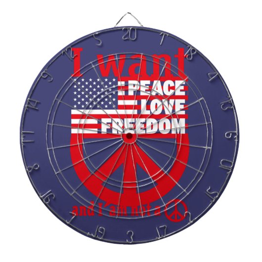 Cible De Fléchettes I WANT PEACE LOVE FREEDOM AND I`am not a hippie by (Devant)