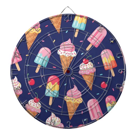 Cible De Fléchettes Ice cream, popsicles and cherries pattern (Devant)