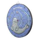 Cible De Fléchettes Illustration de caricature de phoque et de poisson (Devant droit)