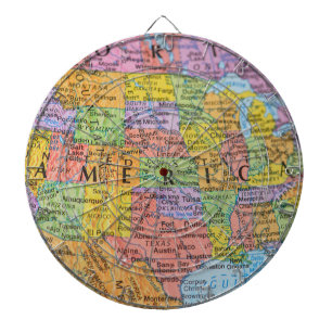 Cible De Fléchettes Illustration de carte colorée vintage des États-Un