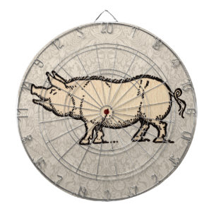 Cible De Fléchettes Illustration de cochon antique mignon vintage