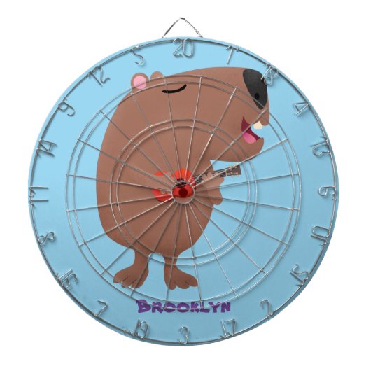 Cible De Fléchettes Illustration de dessin animé de capybara ukulele (Devant)