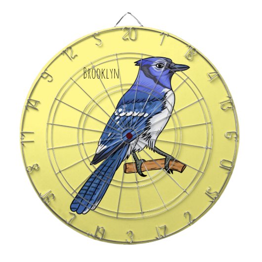 Cible De Fléchettes Illustration d'oiseau de jay bleu (Devant)