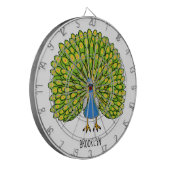 Cible De Fléchettes Illustration d'oiseau de paon brillant (Devant gauche)