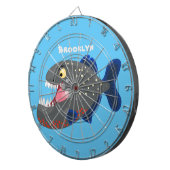 Cible De Fléchettes Illustration drôle de piranha affamée (Devant droit)