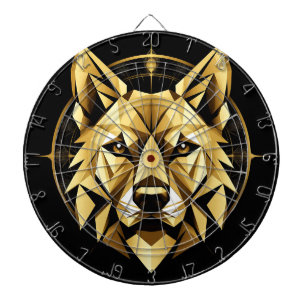 Cible De Fléchettes Illustration géométrique de loup doré