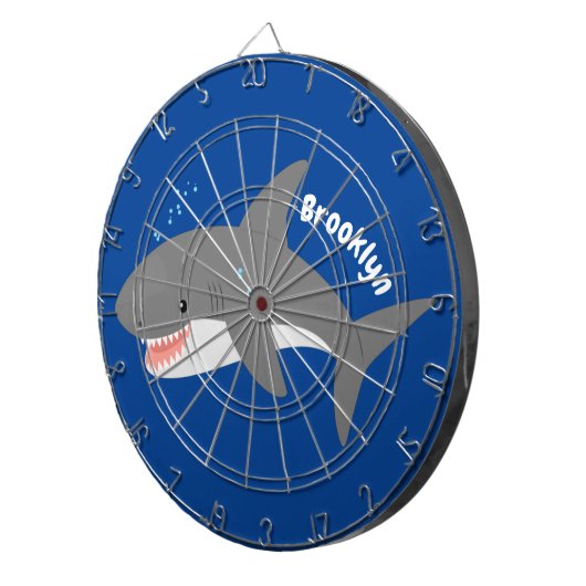 Cible De Fléchettes Illustration joyeuse du grand requin blanc (Devant droit)