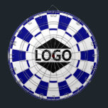 Cible De Fléchettes Image de logo personnalisée moderne en bleu et bla<br><div class="desc">Logo personnalisé sur Cible de flechettes bleue et blanche. Mieux si l'image a une forme carré.</div>